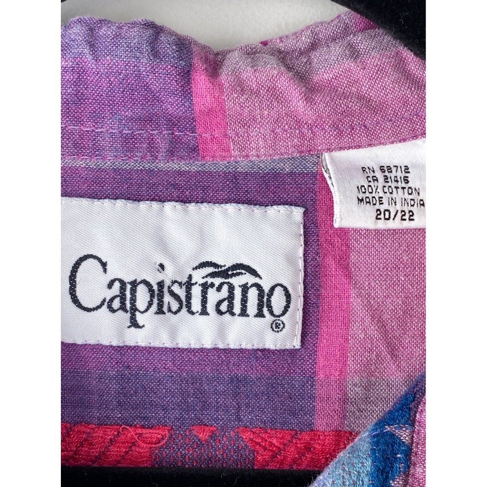 Vintage Capistrano Heart Plaid Button Up Shirt 20/22 Purple 90s Retro Valentines - Picture 7 of 9
